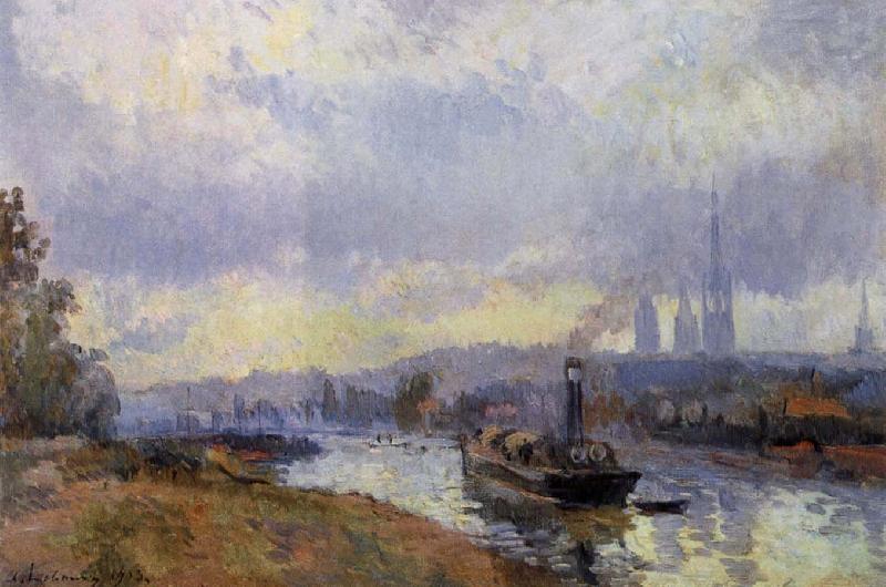 Albert Lebourg Barges at Rouen oil painting image